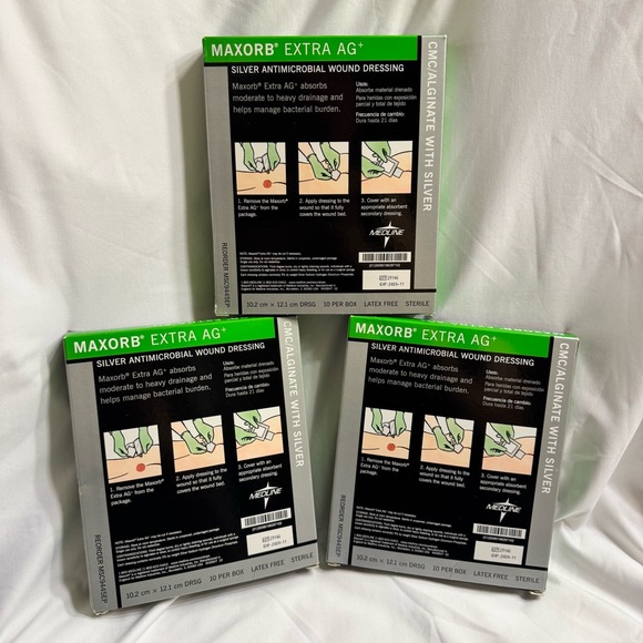 Maxorb Extra AG Plus Antimicrobial Silver Wound Dressing MedLine 3 Boxes 4X4 - Picture 2 of 12